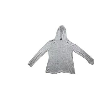 BYdesign Women's Gray Hooded Studded Knit Tunic Top Size Large